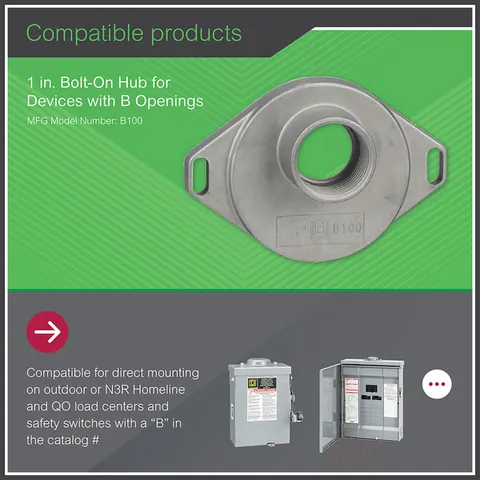 Schneider Electric B100 Accessory, bolt-on hub, 1.00in, rainproof — General Accessories