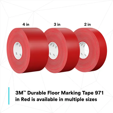 3M 7100259700 Durable Floor Marking Tape 971, Red, 4 in x 36 yd, 17 mil, 3 Rolls/Case, Individually Wrapped Conveniently Packaged — General Accessories