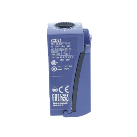 Schneider Electric ZCD21 Limit switch body, Limit switches XC Standard, ZCD, compact, 1NC+1 NO, snap action — Interruttori e apparecchiature modulari