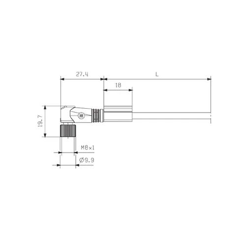 Weidmuller 1927340500 M8 Socket Connector with 4 Poles and 5m Cable — Allgemeines Zubehör