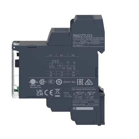 Schneider Electric RM22TU23 3-phase control relay, 8A, 2CO, undervoltage detection, 380…480V AC — Controllo e HMI