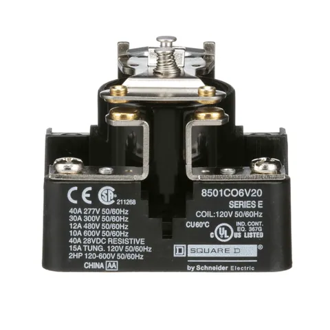 Schneider Electric 8501CO6V20 Power Relay, Type C, 2.0 HP, 30A resistive at 300 VAC, SPST, 1 normally open contact, 120 VAC coil — Accesorios generales