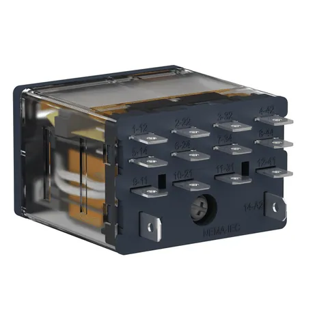 Schneider Electric RPM42B7 Harmony RPM Power Plug-in Relay, 15A, 4CO, with LED, Lockable Test Button — Styczniki i przekaźniki