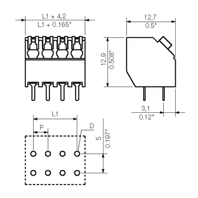 Weidmuller 1885930000 3.81 mm PCB Terminal 7 Poles 135° 3.5SN Black Tube — Akcesoria ogólne