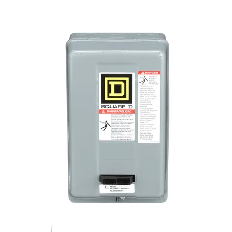 Schneider Electric 8536SAG12V08 NEMA motor starter, Type S, nonreversing, Size 00, 9A, 2HP at 460VAC, 5kA SCCR, 3 phase, 3 pole, melting alloy, 208VAC coil, NEMA 1 — Accessori generali