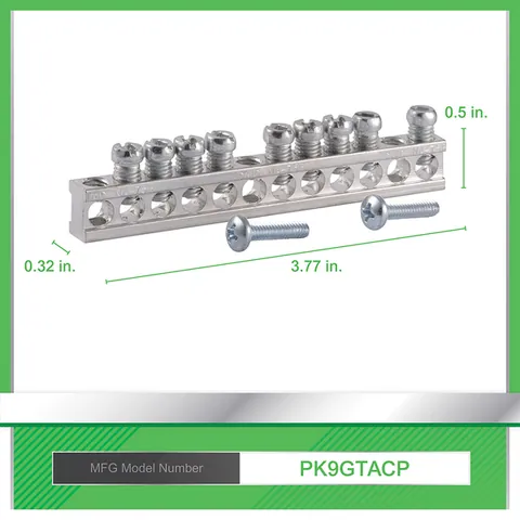 Schneider Electric PK9GTA Panelboard accessory, NQ, ground bar kit, 12 circuits, 225A max — Control & HMI