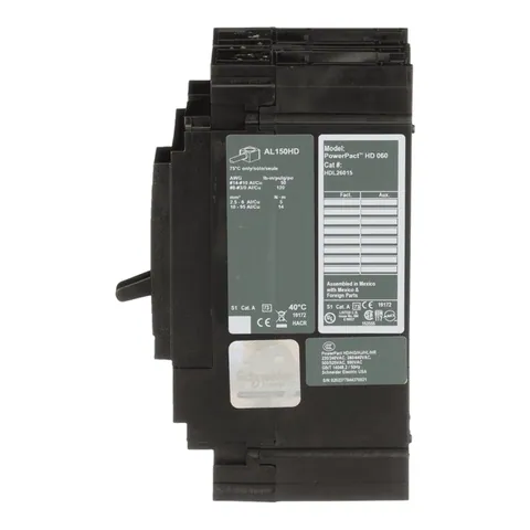 Schneider Electric HDL26015 Circuit breaker, PowerPacT H, 15A, 2 pole, 600VAC, 14kA, lugs, thermal magnetic, 80% — Accessori generali