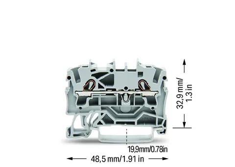 Wago 2002-1201 TOPJOB®S feedthrough terminal block; rail mount; 2-conductor; 5.2 mm wide; gray — Terminal Blocks