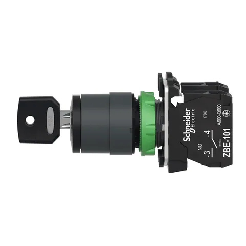 Schneider Electric XB5AG03 Key switch selector, Harmony XB5, plastic, black, 22mm, key 455, 3 positions,stay put, 2 NO — Schalter & modulare Geräte