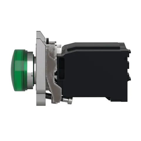 Schneider Electric XB4BV5B3 Pilot light, Harmony XB4,metal, green, 22mm, universal LED, plain lens, 400V AC — General Accessories