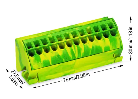 Wago 812-100 Ground busbar terminal block; for (10 x 3) mm busbars; Push-in CAGE CLAMP®; 4,00 mm²; green-yellow — Control & HMI