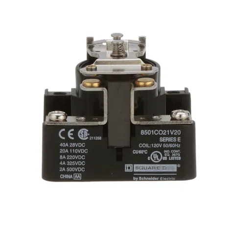 Schneider Electric 8501CO21V20 Power Relay, Type C, 20A resistive at 110 VDC, SPST, 1 normally open contact, 120 VAC coil — Accesorios generales