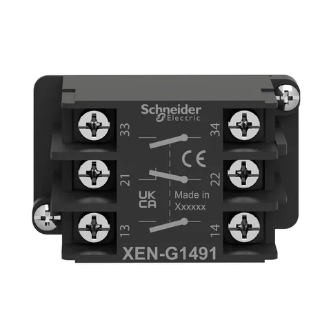 Schneider Electric XENG1491 Single contact block, Harmony XAC, spring return, single speed, spring return, front mounting, 2NO+1NC — General Accessories