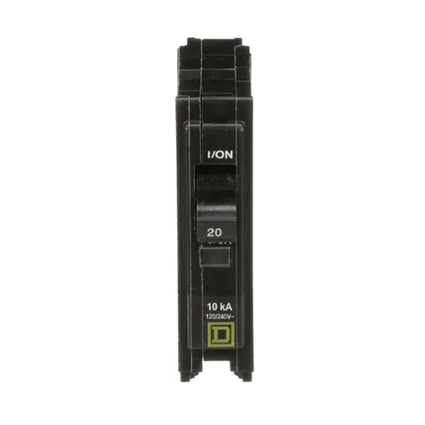 Schneider Electric QO120HID Mini circuit breaker, QO, 20A, 1 pole, 120/240VAC, 10kA, high density discharge, plug in mount — Power Supply
