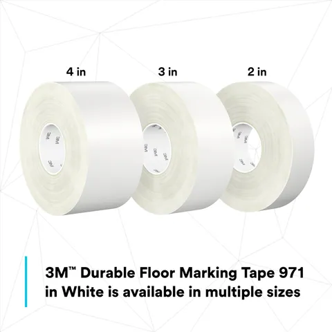 3M 7100251995 Durable Floor Marking Tape 971, White, 2 in x 36 yd, 17 mil, 6 Rolls/Case, Individually Wrapped Conveniently Packaged — General Accessories