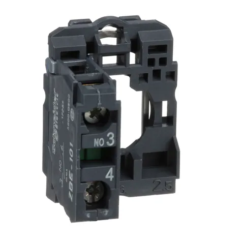 Schneider Electric ZB5AZ101 Harmony, 22mm Push Button, XB5A operators, contact block, with mounting collar, 1 NO, screw clamp terminal — Switches & Modular Apparatus