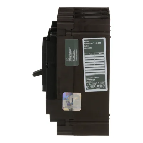 Schneider Electric HDL36035 Circuit breaker, PowerPacT H, 35A, 3 pole, 600VAC, 14kA, lugs, thermal magnetic, 80% — Interruttori automatici e fusibili