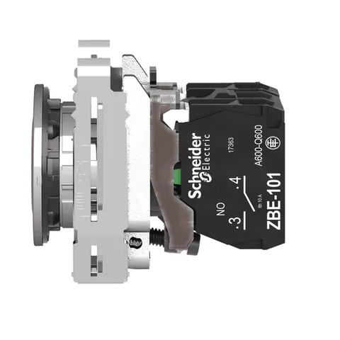 Schneider Electric XB4FW34M5 Illuminated push button, Harmony XB4, metal, red flush mounted, 30mm, universal LED, plain lens, 1NO + 1NC, 230V AC — Interruttori e apparecchiature modulari
