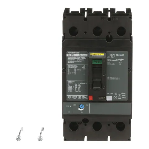 Schneider Electric JLL36225 Circuit breaker, PowerPacT J, 225A, 3 pole, 600VAC, 50kA, lugs, thermal magnetic, 80% — Accessori generali
