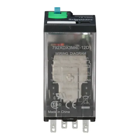 Schneider Electric 792XDX3M4L-12D Power relay, SE Relays, 4PDT, 3A, 12 VDC, cover with locking push button and LED — Akcesoria ogólne