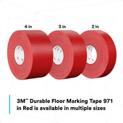 3M 7100260624 Durable Floor Marking Tape 971, Red, 3 in x 36 yd, 17 mil, 4 Rolls/Case, Individually Wrapped Conveniently Packaged — General Accessories