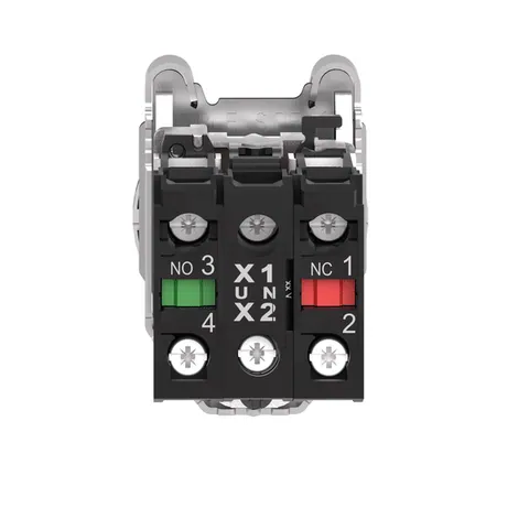 Schneider Electric XB4FW34M5 Illuminated push button, Harmony XB4, metal, red flush mounted, 30mm, universal LED, plain lens, 1NO + 1NC, 230V AC — Interruttori e apparecchiature modulari