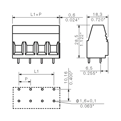 Weidmuller 9956390000 10.16 mm Printed Circuit Board Terminal, 4 Poles, 90° Angle, 4.5 mm Solder Pin Length — Accessori generali