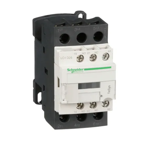 Schneider Electric LC1D25G7 IEC contactor, TeSys Deca, nonreversing, 25A, 15HP at 480VAC, up to 100kA SCCR, 3 phase, 3 NO, 120VAC 50/60Hz coil, open — Electrónica y PCB