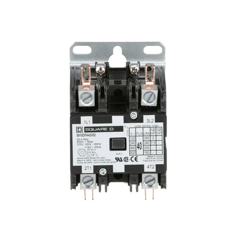 Schneider Electric 8910DPA42V02 Contactor, Definite Purpose, 40A, 2 pole, 7.5HP at 230VAC, 1 phase, 110/120VAC 50/60Hz coil, open — Accesorios generales
