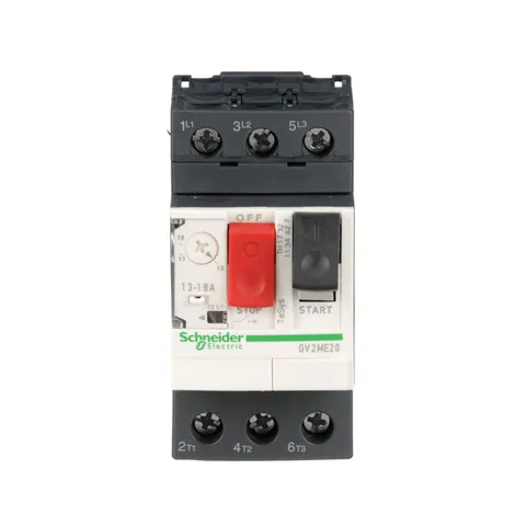 Schneider Electric GV2ME20 GV2 Manual Starter and Protector, Thermal Magnetic Circuit Protector with Push Buttons, 13-18A, Screw Clamp — Fuentes de alimentación y controladores de potencia