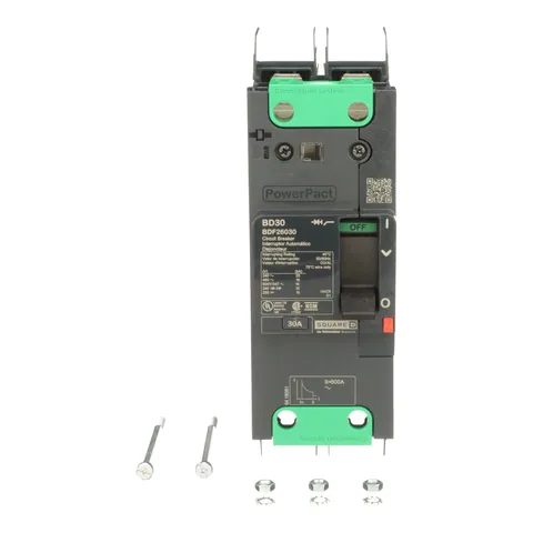 Schneider Electric BDF26030 Circuit breaker, PowerPacT B, 30A, 2 pole, 600Y/347VAC, 14kA, terminal nut, thermal magnetic, 80% — PLCs