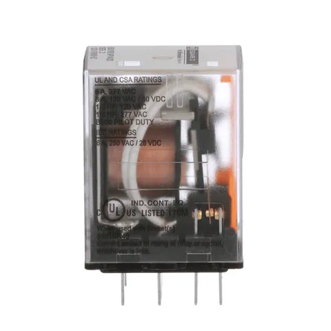 Schneider Electric 8501RS14P14V20 Miniature Relay, Harmony 8501R, low voltage, 4PDT, green LED, socket mounting, 120V AC, 4NO+ 4NC — General Accessories