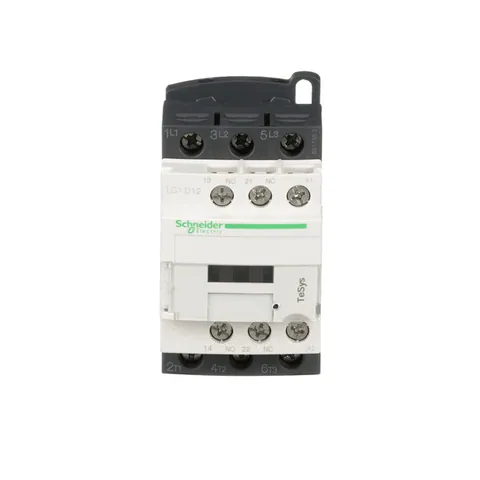 Schneider Electric LC1D12B7 IEC contactor, TeSys Deca, nonreversing, 12A, 7.5HP at 480VAC, up to 100kA SCCR, 3 phase, 3 NO, 24VAC 50/60Hz coil, open — Contactores y relés