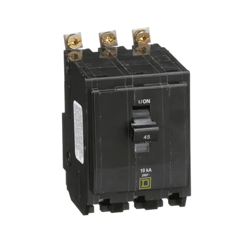 Schneider Electric QOB345 Mini circuit breaker, QO, 45A, 3 pole, 120/240VAC, 10kA, bolt on mount — General Accessories