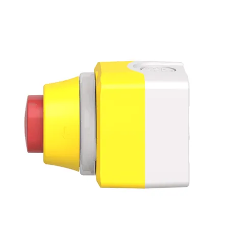 Schneider Electric XALK84W3BG Harmony XALD, XALK, Control station, plastic, yellow lid, 1 illuminated emergency stop, white/red fixed, turn to release, , 1NO 2NC, 24 V AC/DC — Schalter & modulare Geräte