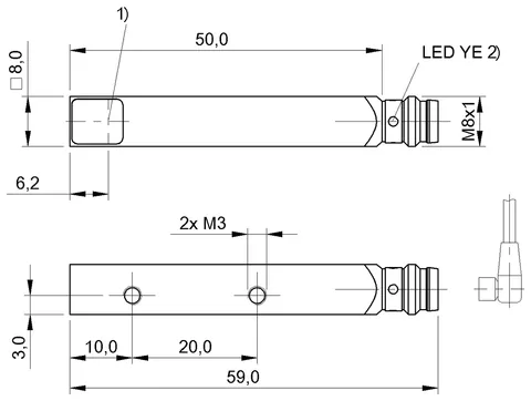 Balluff BOS01Y4 Square through-beam sensors with different types of light — General Accessories