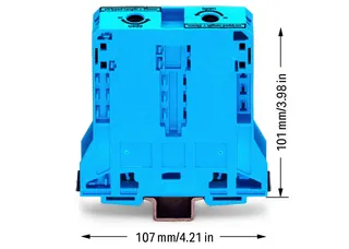 Wago 285-194 POWER CAGE CLAMP feedthrough terminal block; DIN 35 x 15 rail mount; 2-conductor; 4/0 AWG; 25 mm wide; blue — Reihenklemmen / Klemmleisten
