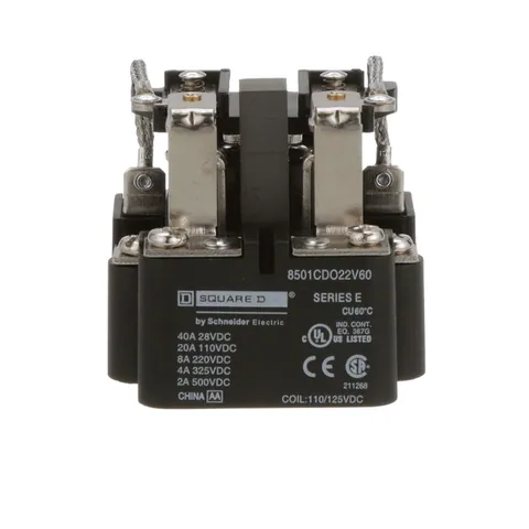 Schneider Electric 8501CDO22V60 Power Relay, Type C, DPDT, 2 normally open and 2 normally closed contacts, 20A resistive at 110 VDC, 110 VDC coil — Accesorios generales