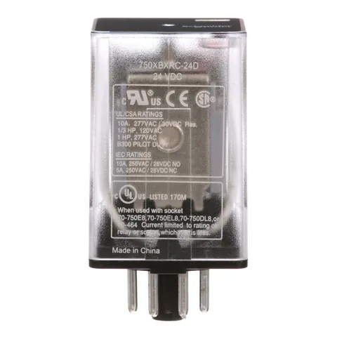 Schneider Electric 750XBXRC-24D General purpose relay, SE Relays, 750R, DPDT, 10A, 24 VDC, octal terminal 8 pins, clear cover — Akcesoria ogólne