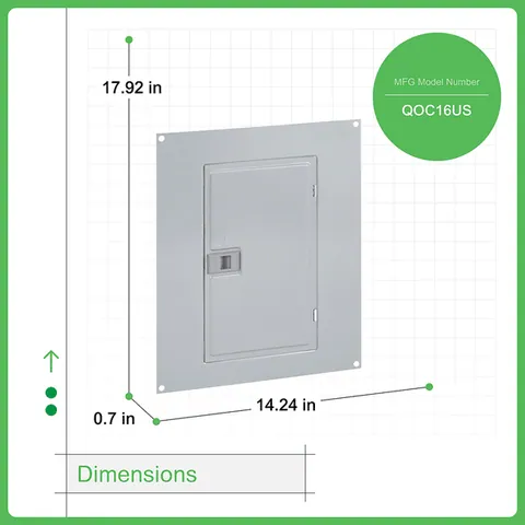 Schneider Electric QOC16US Replacement cover, QO, for 16 space load center, surface, gray — General Accessories