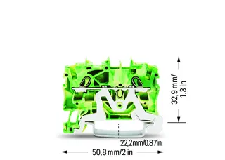 Wago 2002-1207 TOPJOB®S ground terminal block; rail mount; 2-conductor; 5.2 mm wide; green-yellow — Terminal Blocks
