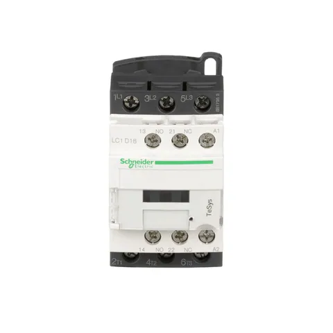 Schneider Electric LC1D18G7 IEC contactor, TeSys Deca, nonreversing, 18A, 10HP at 480VAC, up to 100kA SCCR, 3 phase, 3 NO, 120VAC 50/60Hz coil, open — Contactores y relés