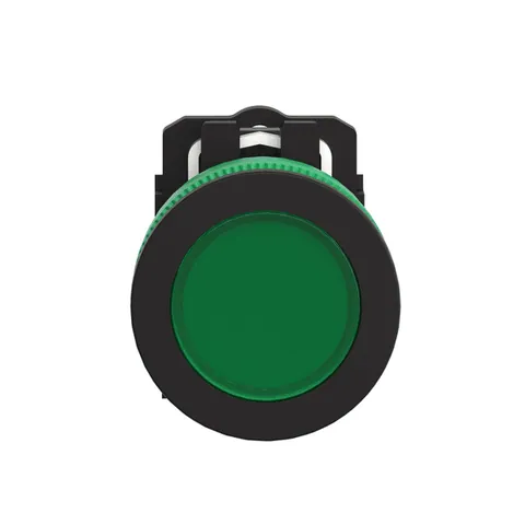 Schneider Electric XB5FVG3 Flush Mounted Pilot Light, Harmony Series XB5, Antimicrobial, Grey Plastic, Green Flush Mount, 30mm Universal LED — General Accessories