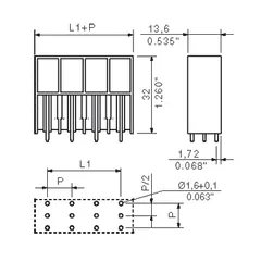 Weidmuller 1813450000 10.16 mm Male Header Connector, 6 Poles, 180° — General Accessories