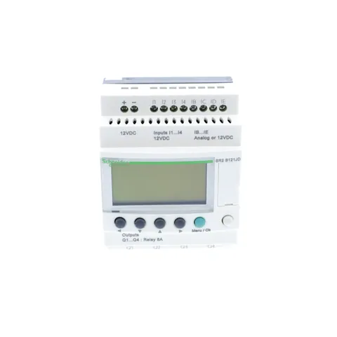 Schneider Electric SR2B121JD compact smart relay, Zelio Logic SR2 SR3, 12 IO, 12V DC, clock, display — PLCs