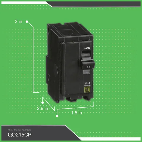 Schneider Electric QO215 Mini circuit breaker, QO, 15A, 2 pole, 120/240VAC, 10kA, plug in mount — Accessori generali