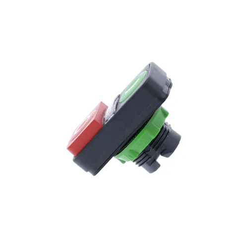 Schneider Electric ZB5AW7L3741 Illuminated double headed push button head, Harmony XB5, plastic, 22mm, 1 green flush I + 1 pilot light + 1 red projecting O — Controllo e HMI