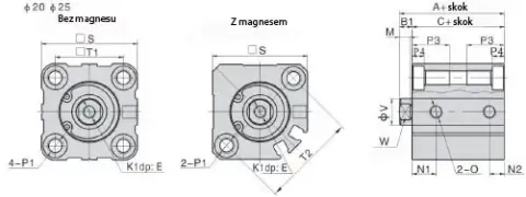 PNEUMAT SYSTEM ACQ20X25 ACQ20X20S D20x20 Clamp Actuator with Magnet — Pneumatic & Hydraulic Cylinders