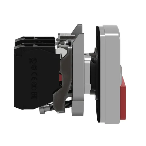 Schneider Electric XB4BW73731G5 Illuminated double headed push button, Harmony XB4, metal, 22mm, 1 green flush I + 1 pilot light + 1 red projecting O, 120V AC, 1NO + 1NC — Switches & Modular Apparatus