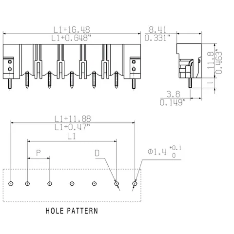 Weidmuller 1141110000 PCB Plug-in Connector SL 7.62HP/04/180LF 3.2 SN BK BX — General Accessories
